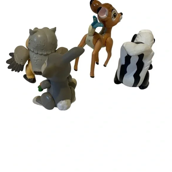 DISNEY Vintage Bambi Thumper Flower and Wise Old Owl Posable PVC Figurines - Picture 3 of 4